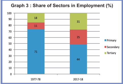 Graph 3: Share of employment in three sectors